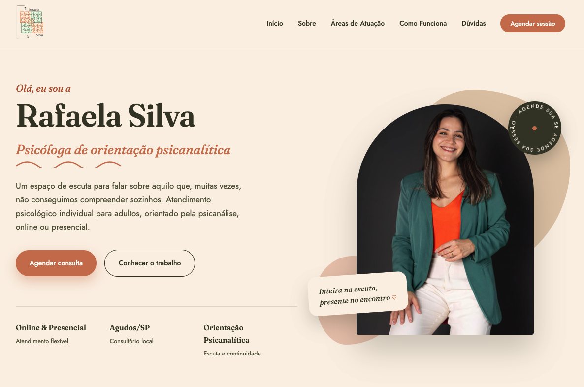 Projeto Dev Duo: página da psicóloga Rafaela Silva