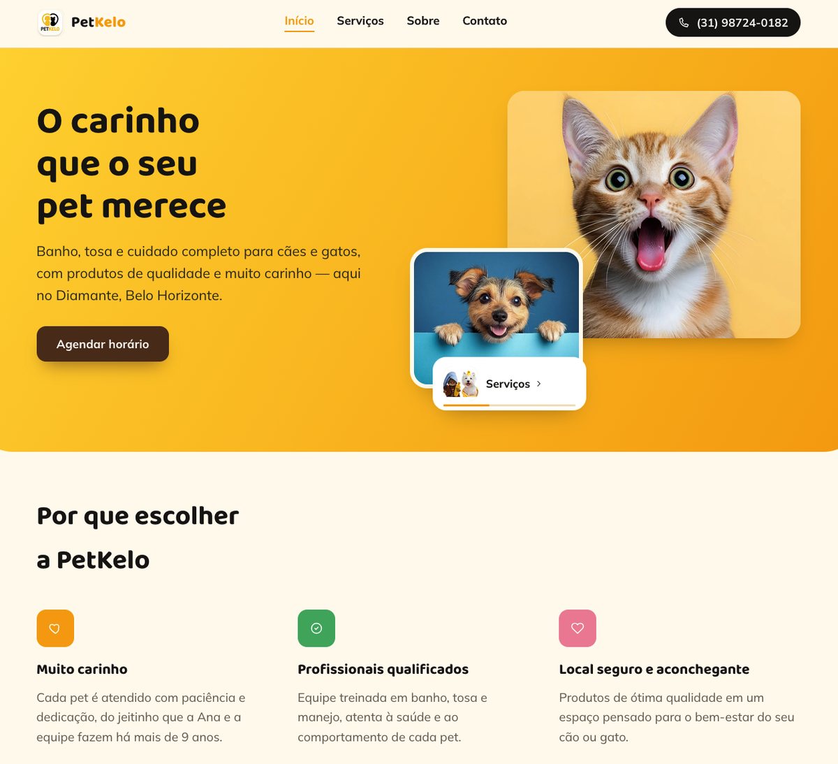 Projeto Dev Duo: site da PetKelo, pet shop